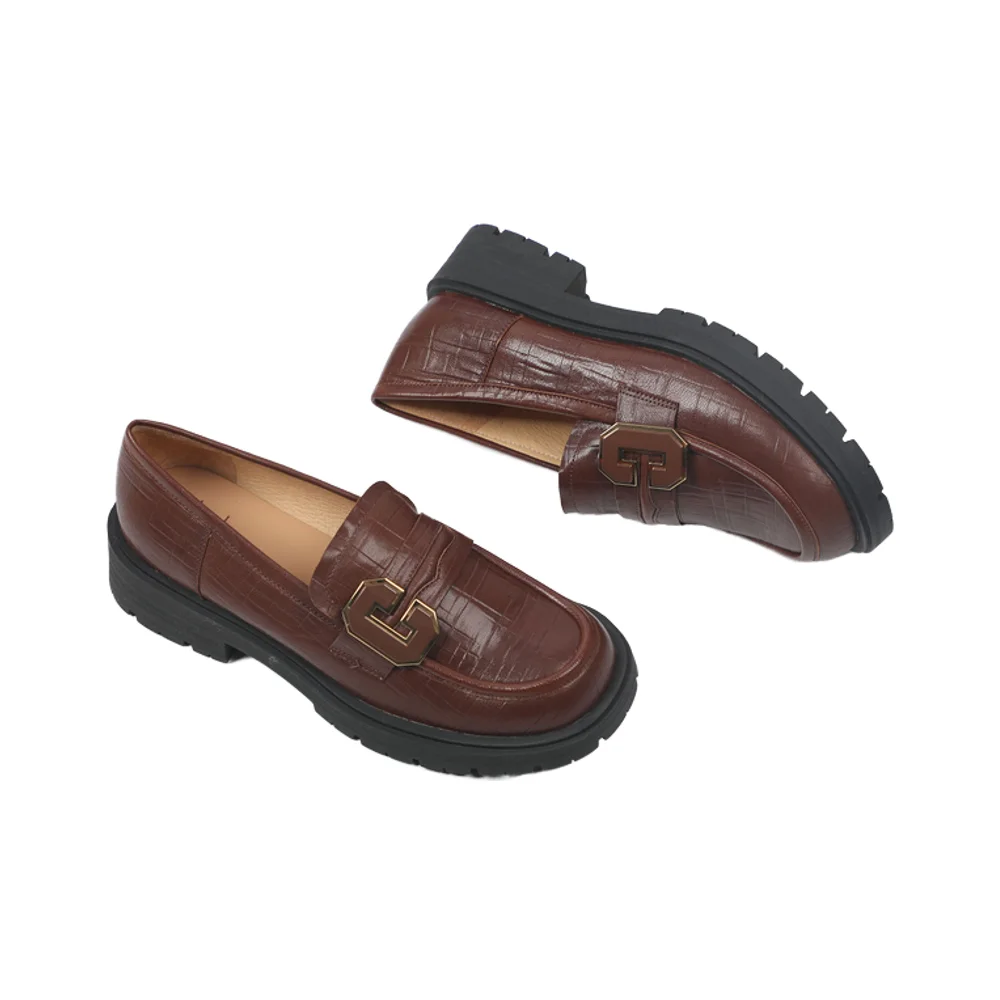 H74d1f30e564a4f7bbff8a1827cbeefd6a.webp Women's Retro Leather Shoes for Spring Single Temperament Soft Soles Slip-On ... - Image 1